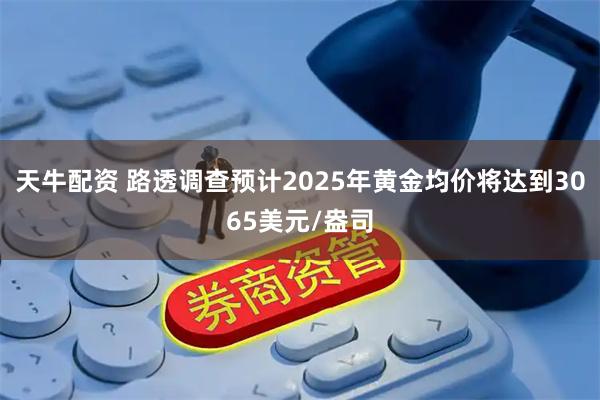 天牛配资 路透调查预计2025年黄金均价将达到3065美元/盎司
