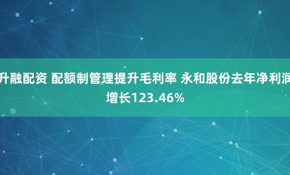 升融配资 配额制管理提升毛利率 永和股份去年净利润增长123.46%